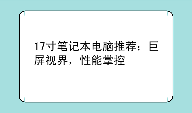 17寸笔记本电脑推荐：巨屏视界，性能掌控
