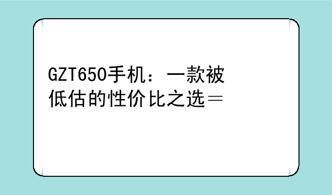 GZT650手机：一款被低估的性价比之选？深度评测