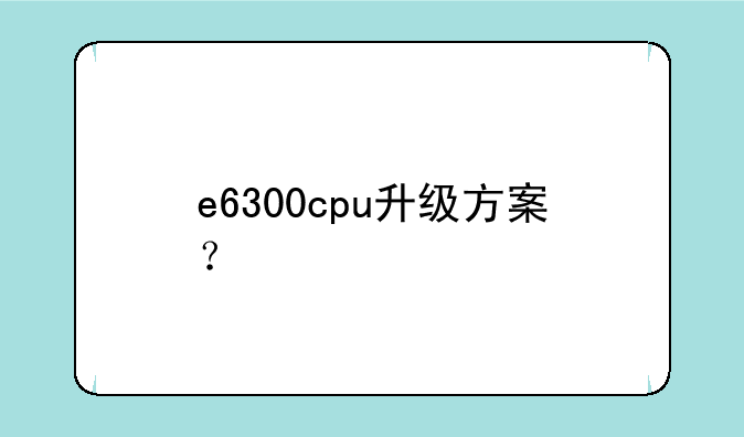 e6300cpu升级方案？