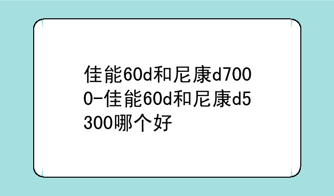 佳能60d和尼康d7000-佳能60d和尼康d5300哪个好
