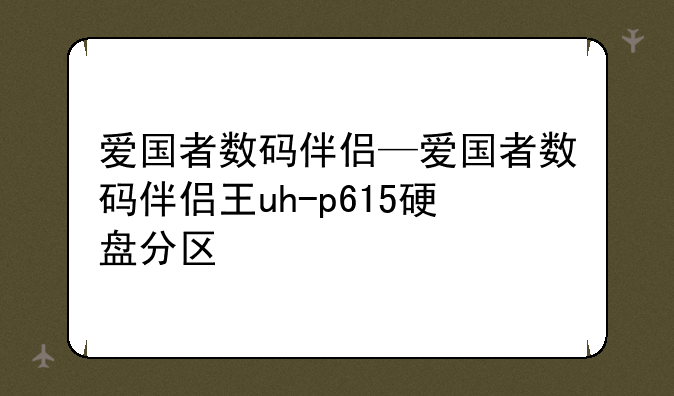 爱国者数码伴侣—爱国者数码伴侣王uh-p615硬盘分区
