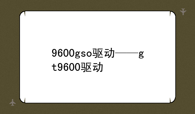 9600gso驱动——gt9600驱动